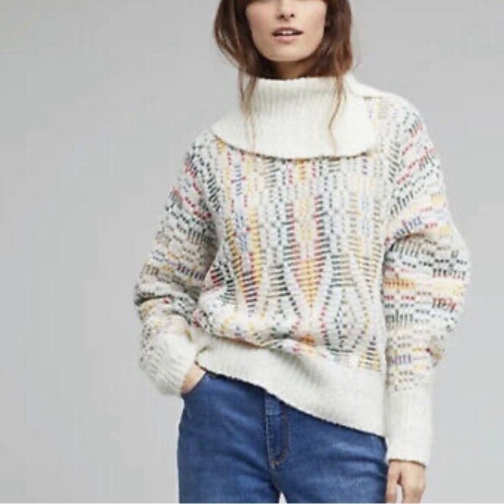 Anthropologie Sleeping on Snow Cream Sweater Pullover